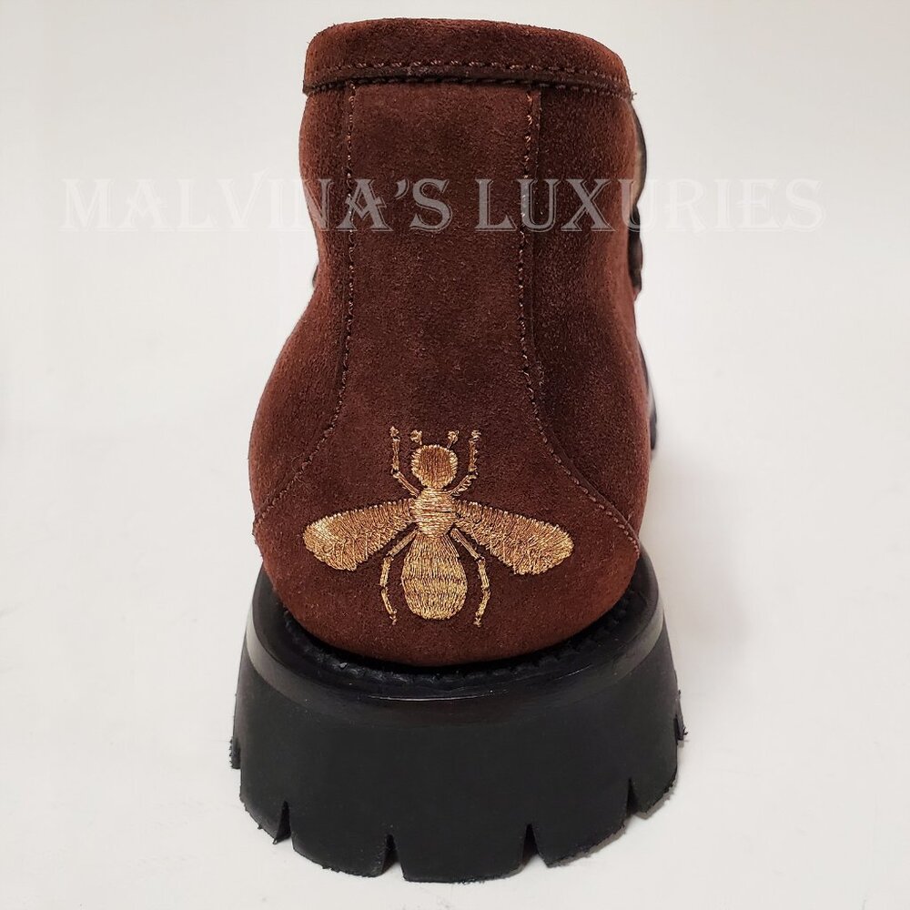 GUCCI BOOTS MENS SHEARLING LINED SUEDE HORSEBIT LOAFER SHOES BEE - Picture 9 of 16